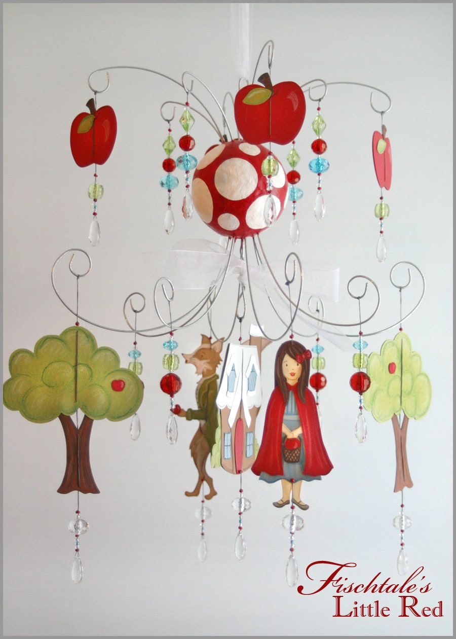 Little Red Ridding Hood Chandelier Mobile- Baby Mobile- Nursery Mobile- Nursery Art