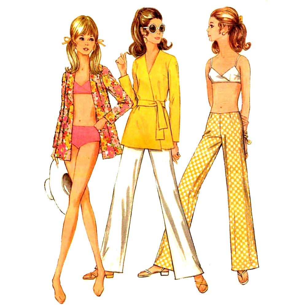 60s Mod bikini pants and top vintage sewing pattern McCalls 9766 Bust 36 60s bathing suit swimsuit