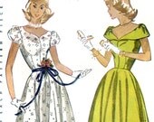 Vintage Late 1940s Party Dress Pattern- Bust 33 - Size 15 - Simplicity 2412