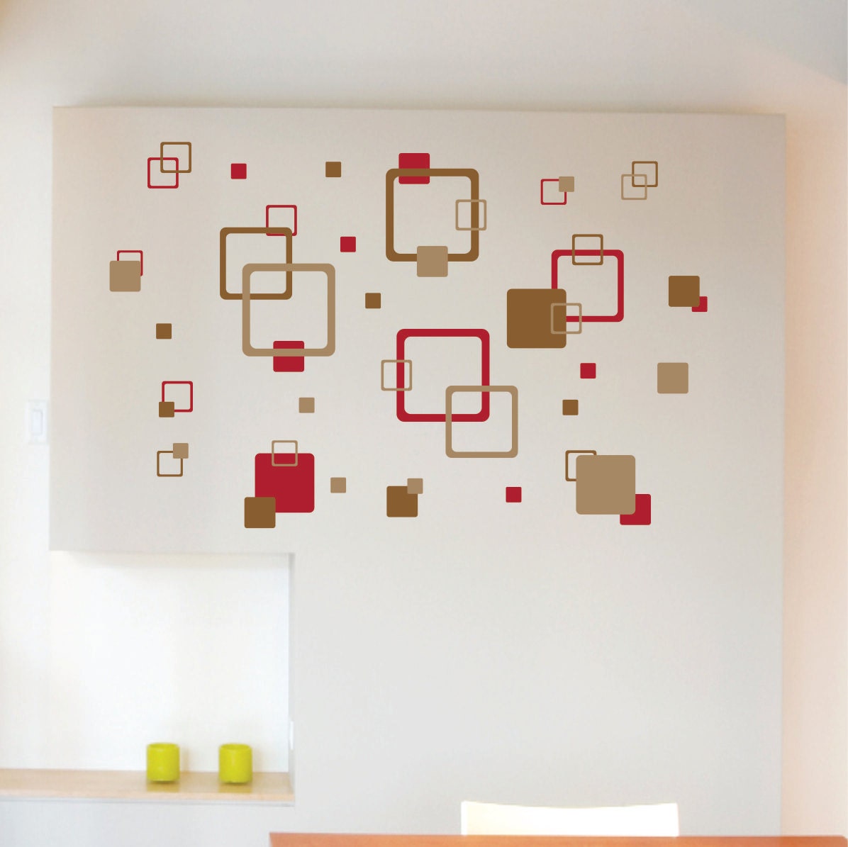 Wall Decal Retro Rounded Corner Squares Vinyl Wall Art Frames Decor