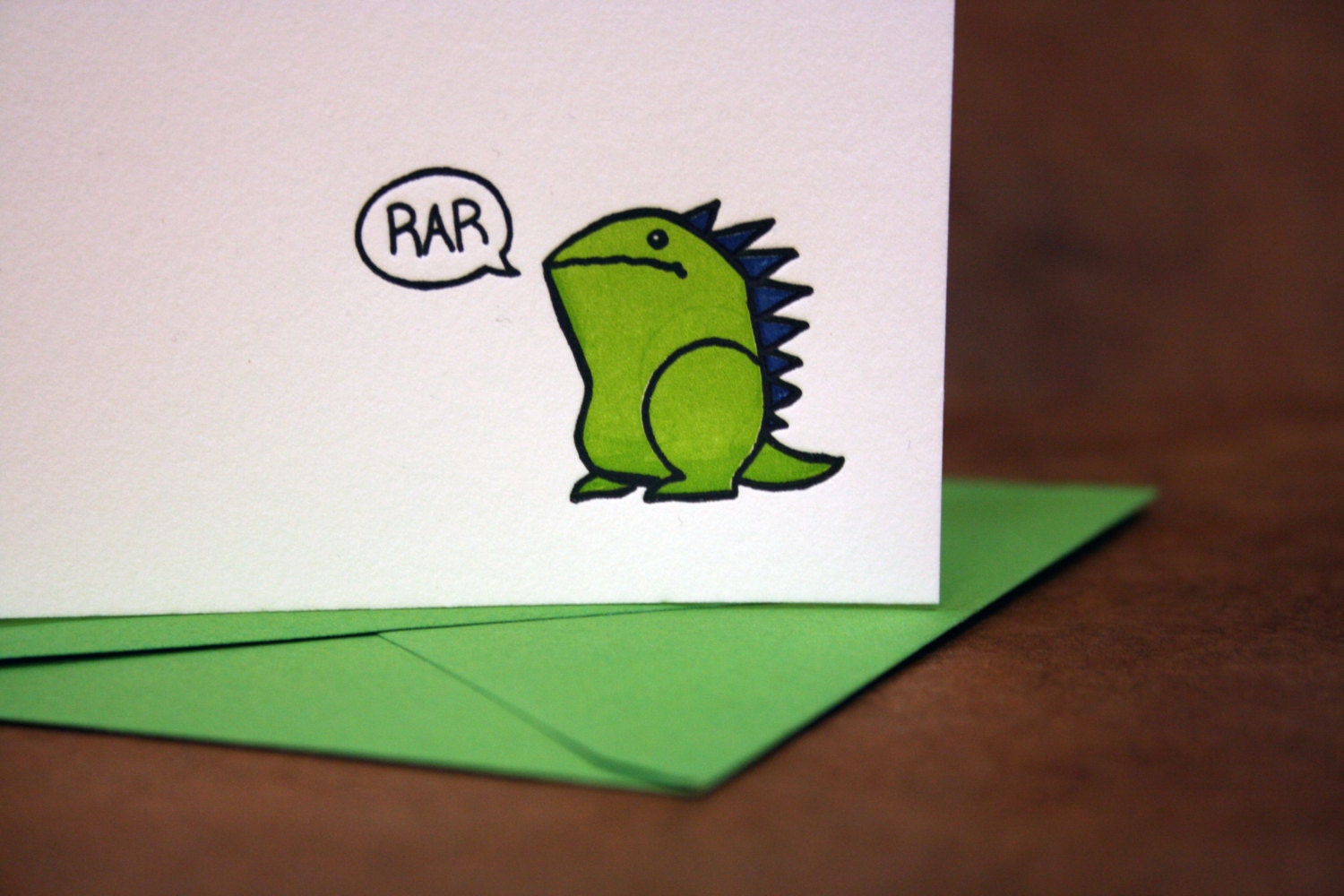 Letterpress Printed "Rar" Dinosaur Card - single