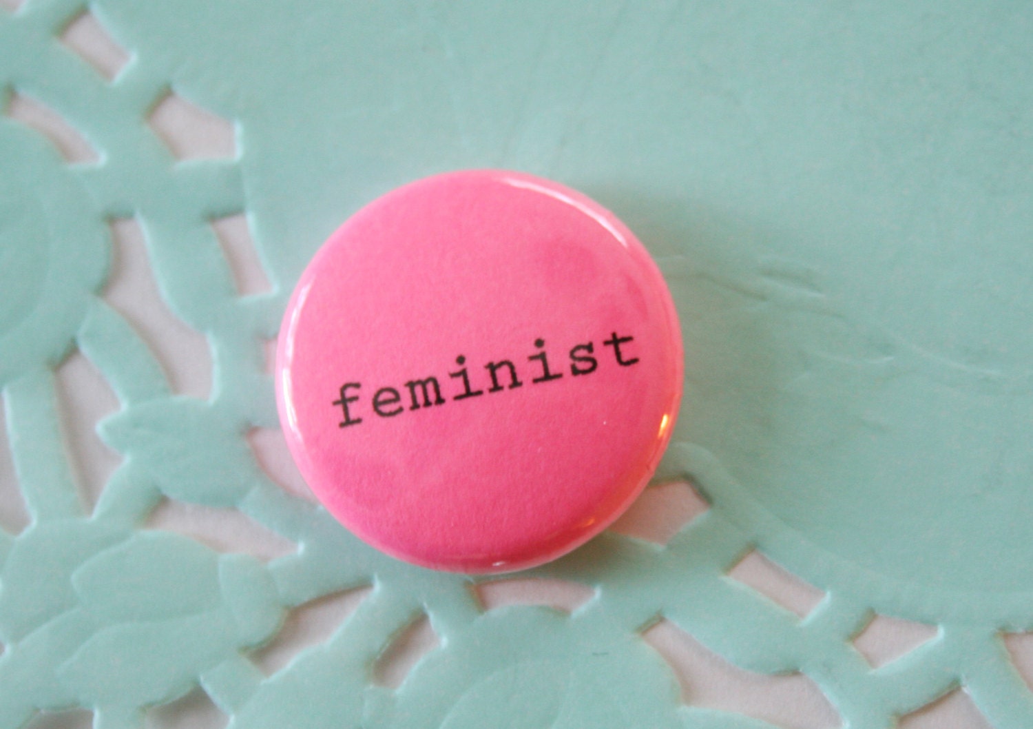 Typewriter Feminist Button