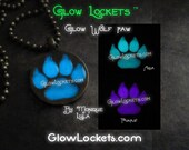 Glow Wolf Paw Pendant Aqua and Purple