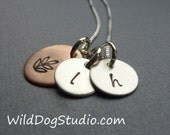 Tiny Hand Stamped Custom Charm Necklace - Copper and Silver Moms Necklace - personalized jewelry - Mother's Day gifts for mom