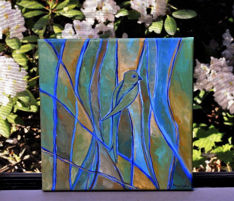 Abstract Bird Painting - Original Acrylic - Modern - FREE SHIPPING - ORIGINAL Art  by Oregon Artist, Dana Marie - ebsq