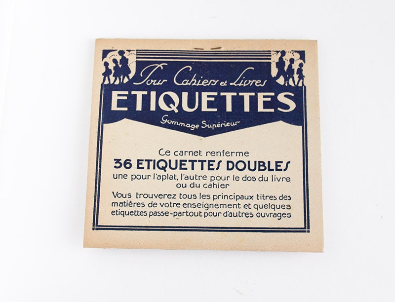 Vintage subject labels in french - Adhesive labels for school notebooks or books -  Back to school