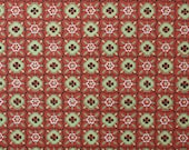1940's Vintage Wallpaper yellow green black and red geometric pattern