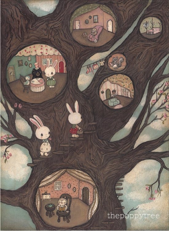 Tree Print Animal Critter Children Wall Art---Forest Grove Apartments