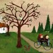 Hedgehog Print Forest Tree Little House Love Bicycle Critter Wall Art---Love is in the Air