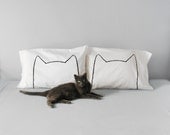 His, Hers Cat Nap Pillowcases, Standard Size 300TC pillow case set, as seen in Your Cat Magazine & DailyCandy, gift for cat lady