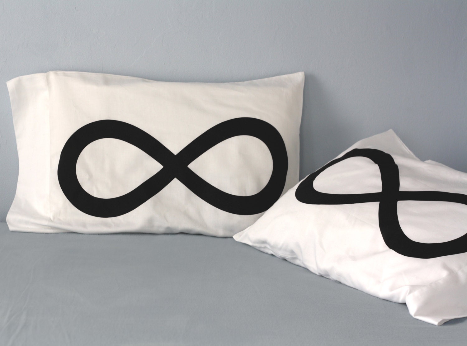 His and Hers Infinity Pillowcases - Standard, 300TC Pima Cotton : home decor, bedding, wedding gift