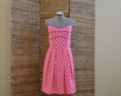 Pink Flamingos 50s Rockabilly Swing Strapless Party Dress Size Small