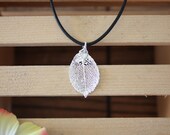 Silver Real Rose Leaf, Real Rose Leaf Necklace, Real Leaf, Rose Leaf Jewelry, Leaf Pendant, 3