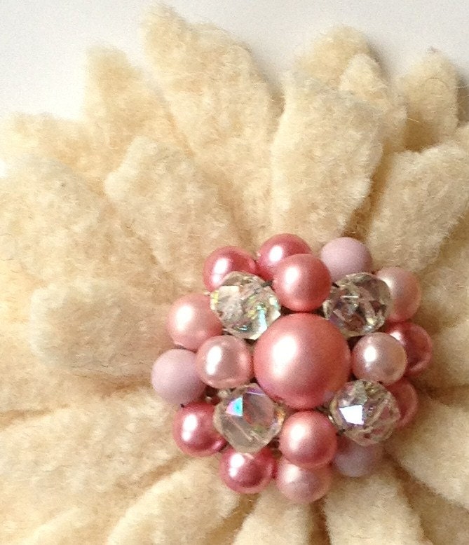 One Of A Kind - Repurposed Felted Wool Brooch -  Snowflake
