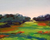 painting oil landscape original, THE WAY 100% charity donation, 5"x7" painting,original landscape, art board, field, meadow