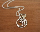 Ohm Symbol and Yellow topaz Necklace- Sterling Silver