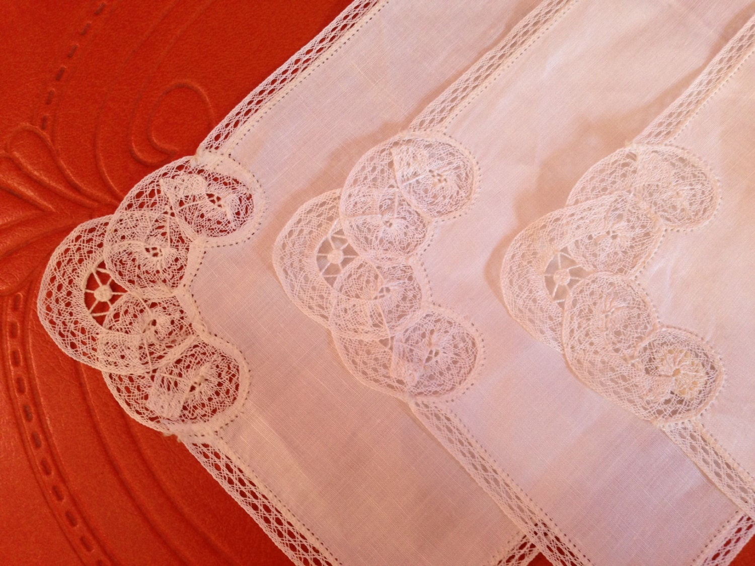 Vintage Belgian Lace Handkerchiefs - Set of Three