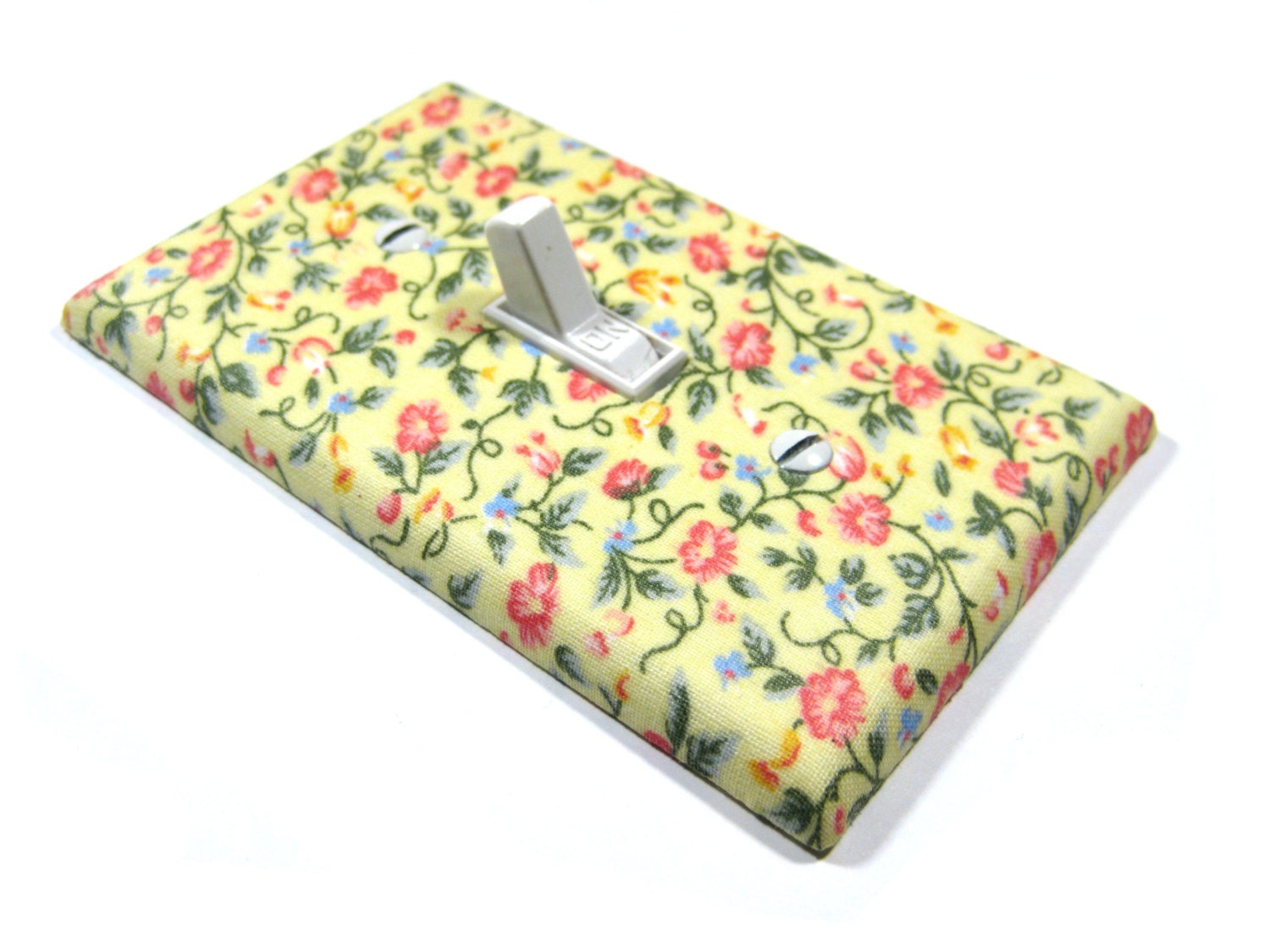 Yellow Spring Flowers Light Switch Cover Shabby Chic Nursery Decor Cottage Chic Girls Bedroom Children Wall Art Decoration Blue Pink 1132