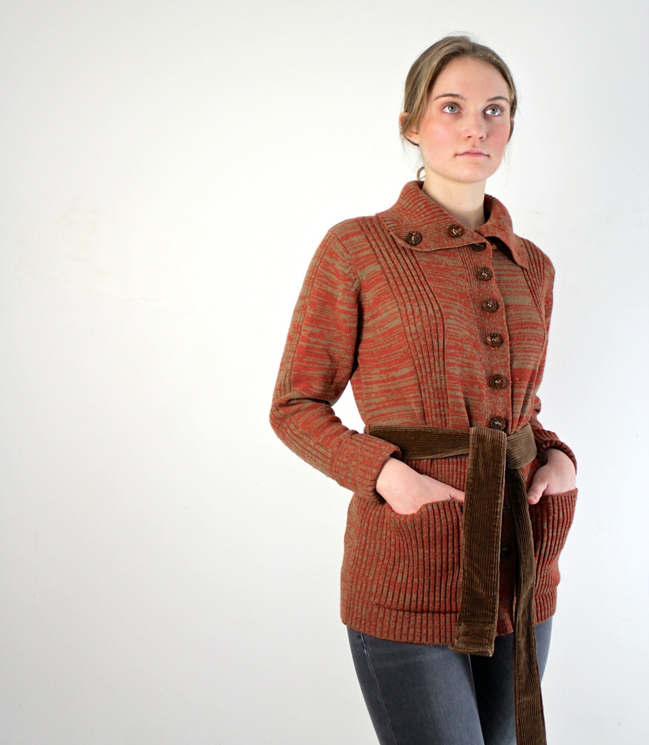 Ombre Sweater / Belted Cardigan