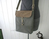 Recycled military canvas field bag, iPad messenger - eco vintage fabrics
