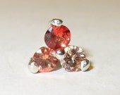 Tie Tack or Lapel Pin With Fancy Sapphire Gems in Sterling