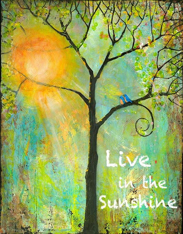 Tree Print Art Quote Live in the Sunshine 11X14 Colorful - Tree of Life - Bright - Cheerful