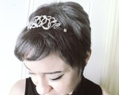 Lady Medusa Bronze Snake Head Band with Green Swarovski Crystals