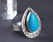 Statement Ring in Blue Turquoise, Teardrop Cocktail Ring