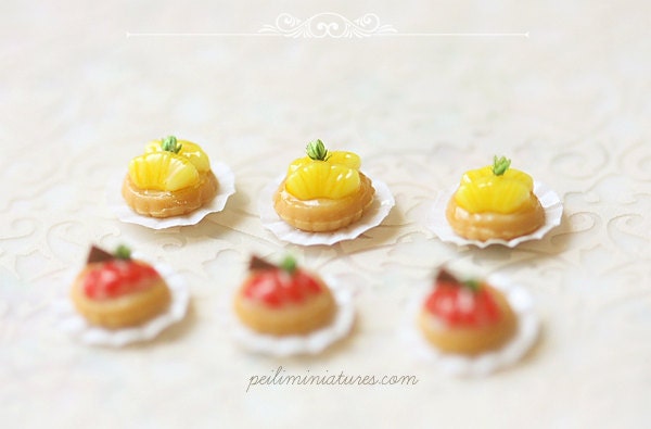 Dollhouse Miniature Food - Fruit Tarts in 1/12 Dollhouse Miniature Scale