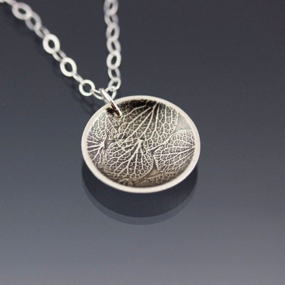 Floating Hydrangea Petals Necklace - Sterling Silver