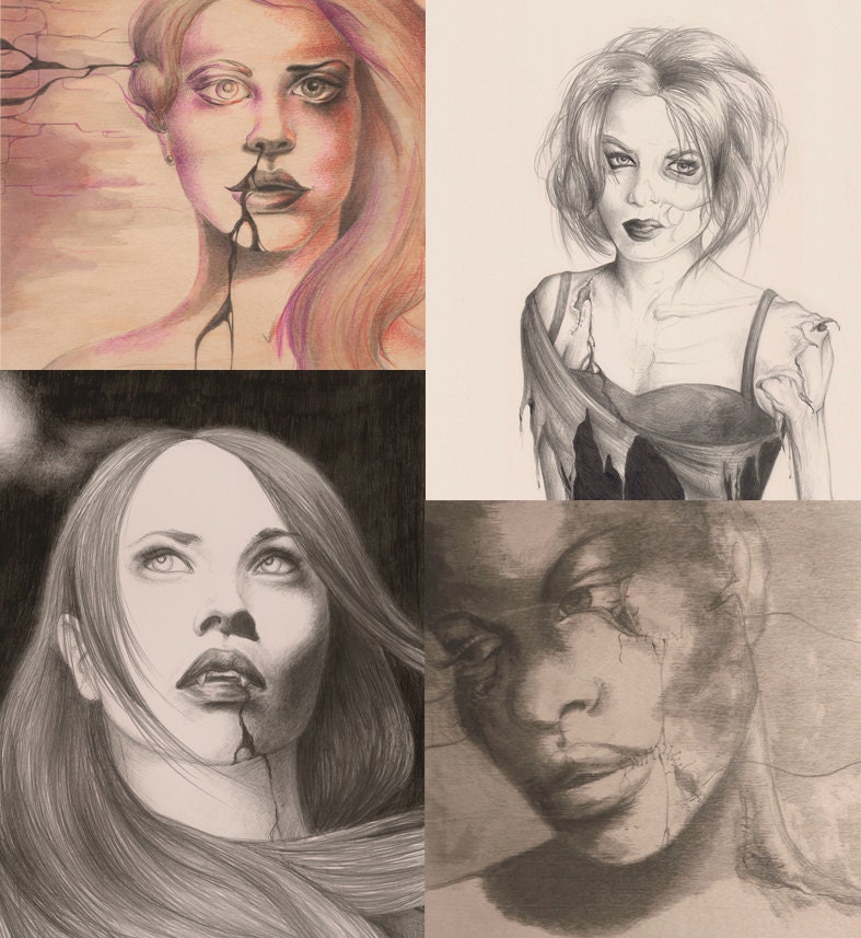 Custom Portrait Drawing (Goth/ Surreal/ Grotesque/ Horror/ Punk/ Pinup)