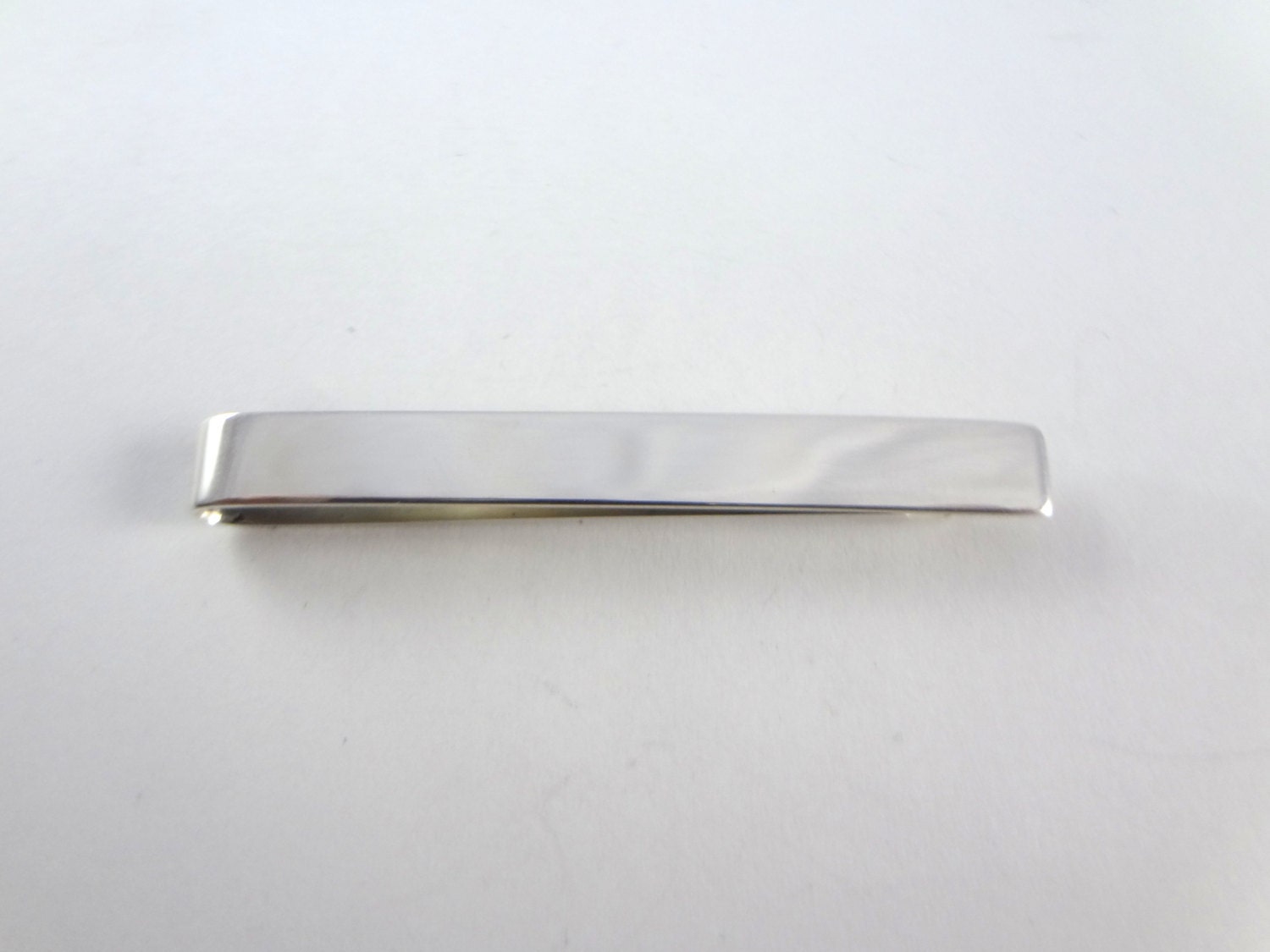 Sterling Silver Tie Clip w/ Monogram Wedding gifts for him Personalized groomsmen gifts Monogrammed gifts Silver tie bar