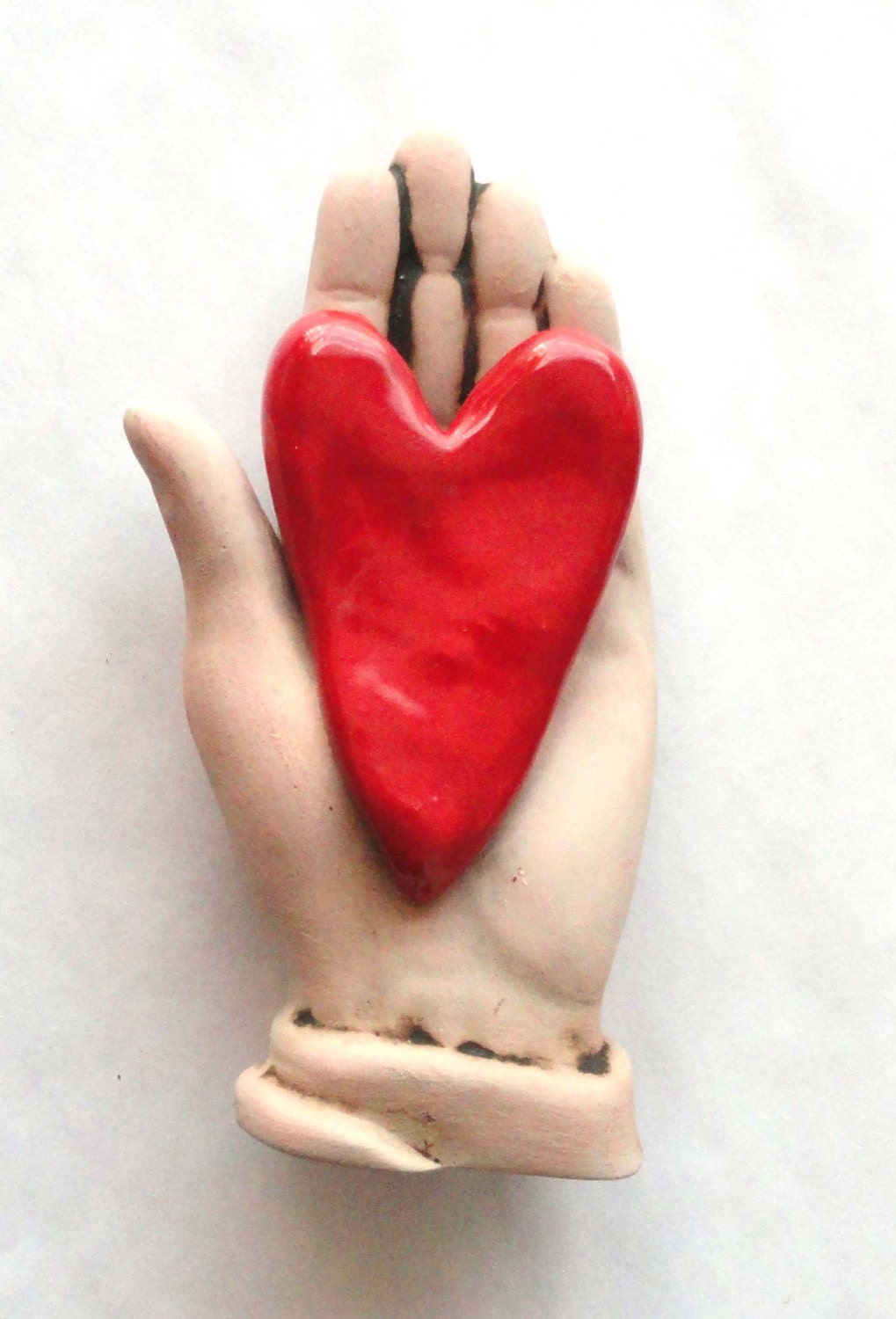 Ceramic Wall Sculpture MY Hearts in your Hand