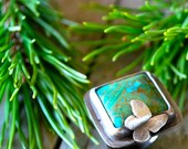 Turquoise Ring adorned with butterfly in Sterling Silver