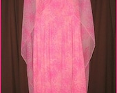 Vintage 70s Maxi Dress Set Bright Pink Tropical Floral Qiana Print with Sheer Cape Set Beach Wedding sz M