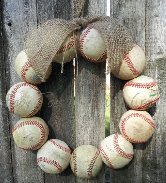The Original Burlap Baseball Love Wreath with Tie