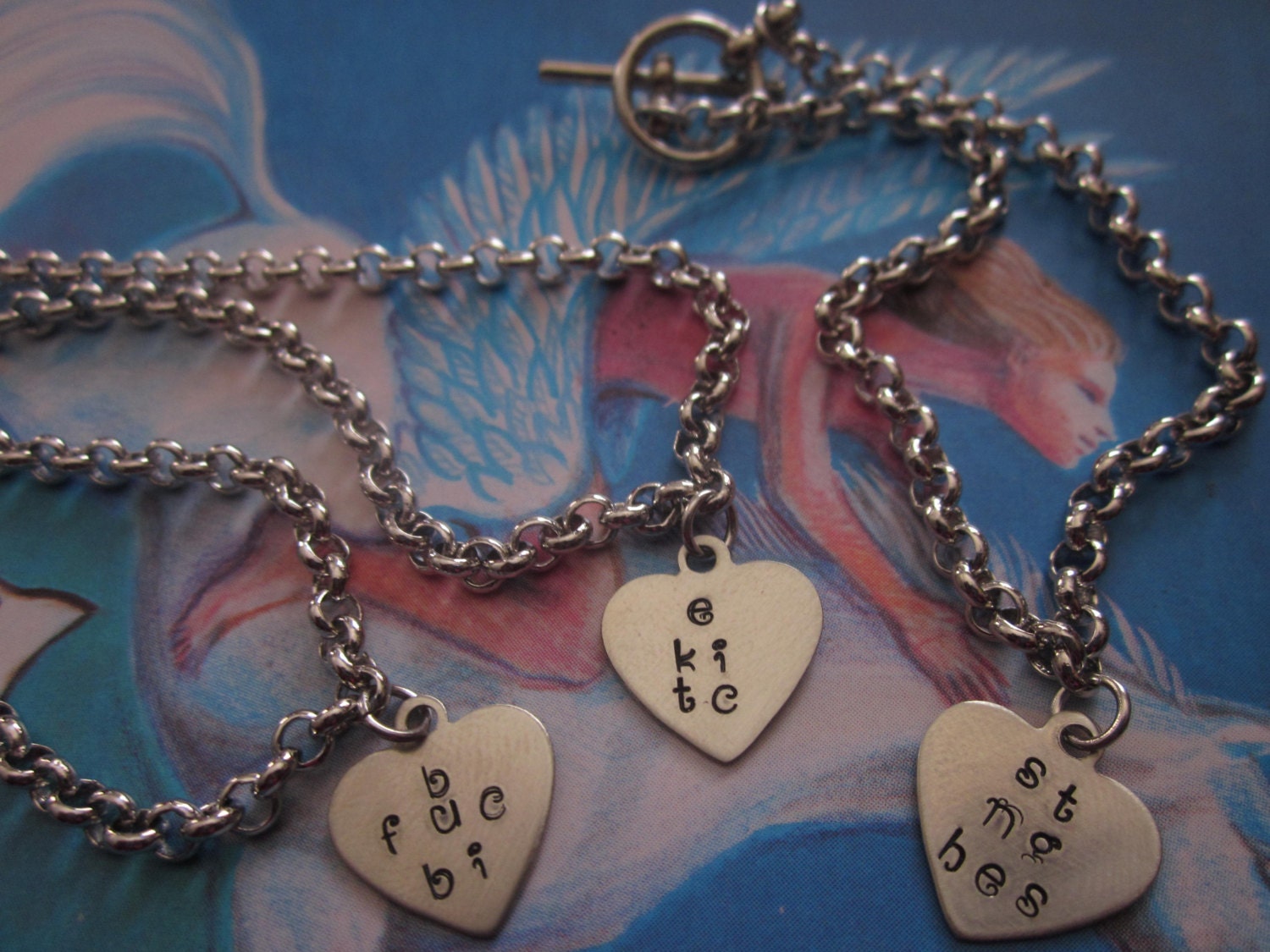 Set of Three Best Friends Mature Content Best f&cking friends b%tches Set of Three silver chain Bracelets with full hearts bff