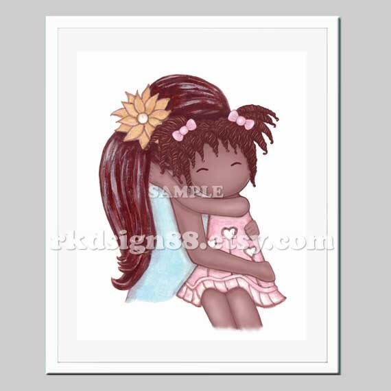 My Sunshine nursery art print, baby girl nursery decor, kids wall art, girl print, girl room art, mother daughter African art 8x0