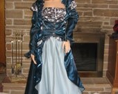 Steampunk Goth Gothic Victorian Dress Gown Black Teal/Seafoam Plus Size Available