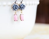 Isabel Earrings in Gray & Rosy Pink