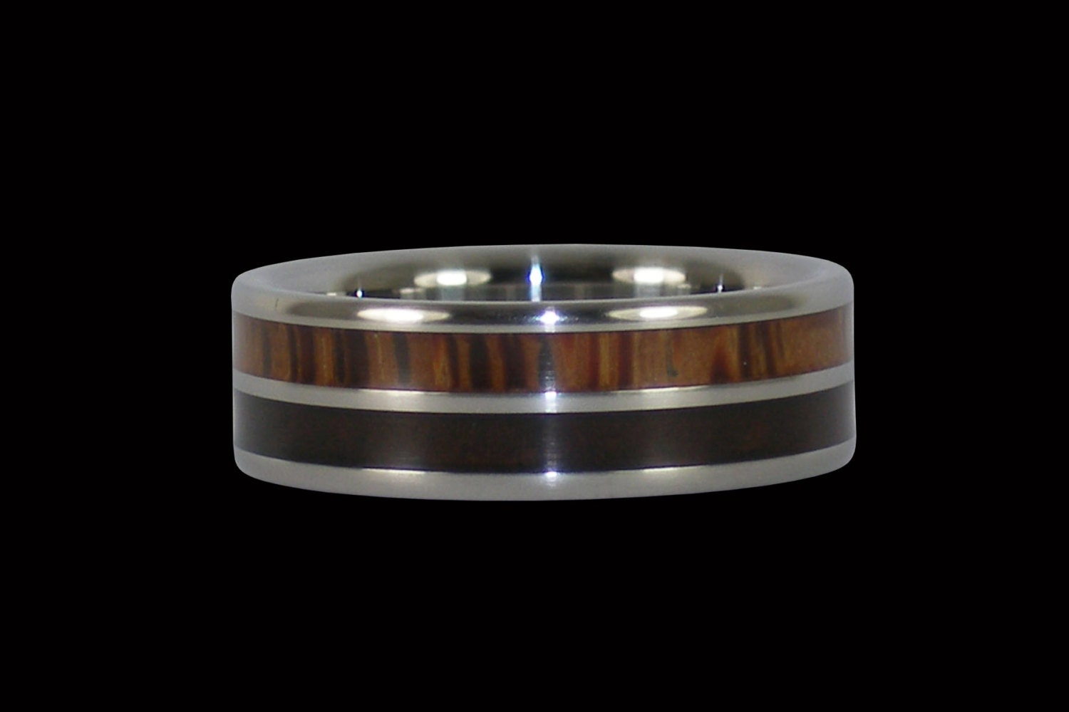 Hawaii Titanium Ring with Hawaiian Koa and Palm Wood inlay