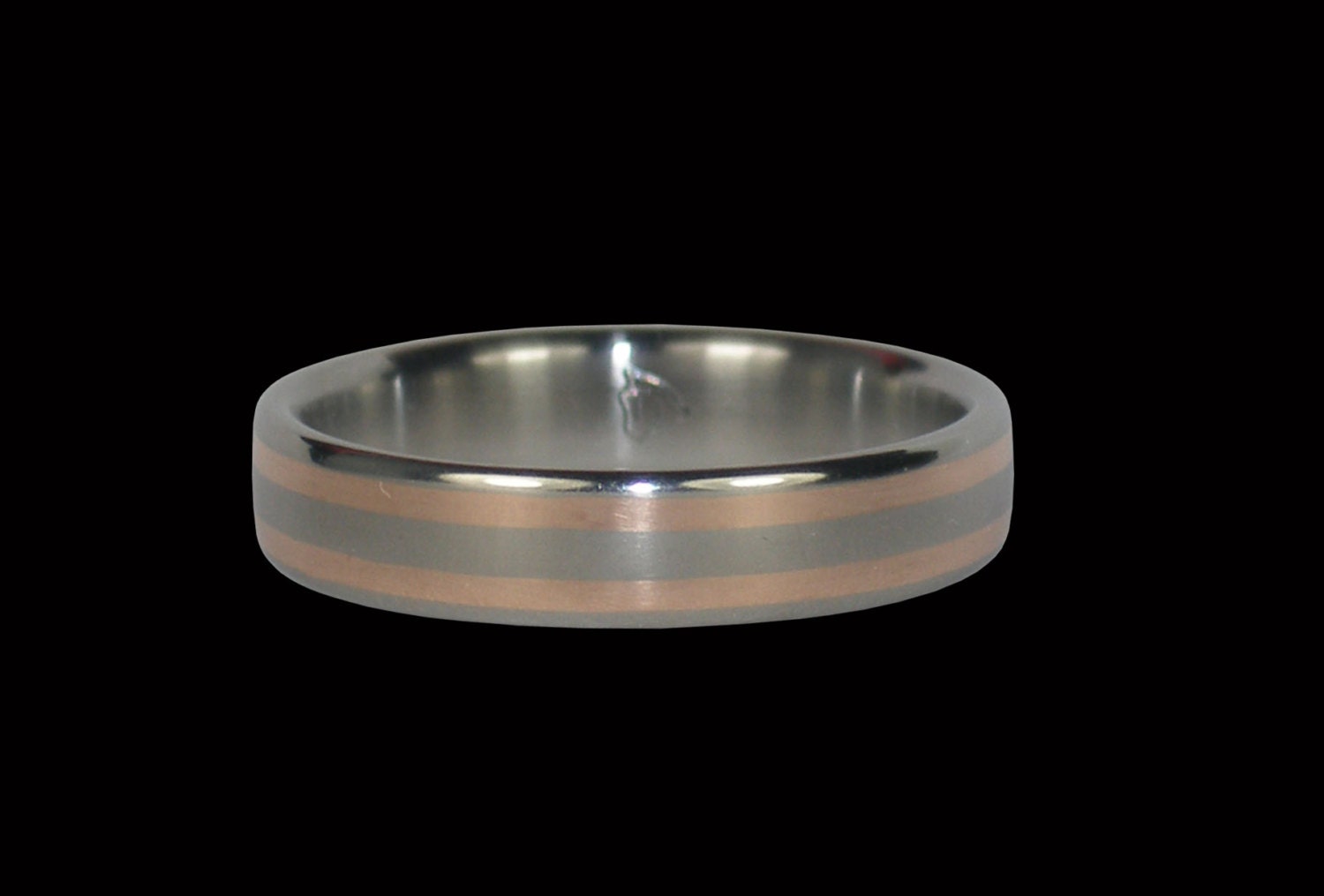 Hawaii Titanium Ring with Rose Gold Inlay