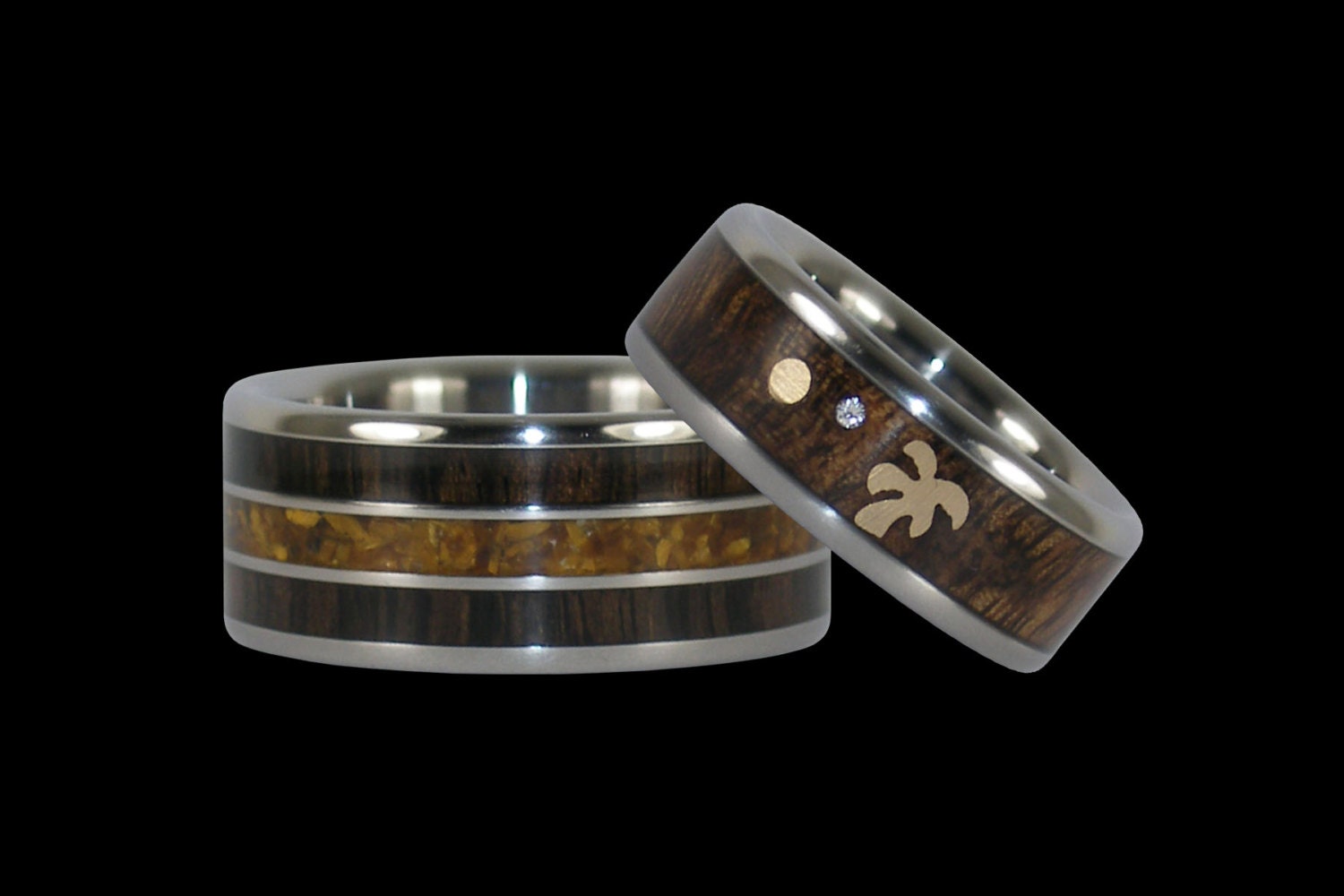 Unique Titanium Wedding Ring Set for Indivisuals