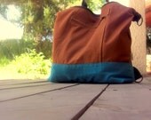 4 ways bag in rust canvas and ocean turquoise vegan suede