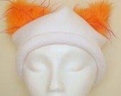 White Fleece Hat with Furry Ears