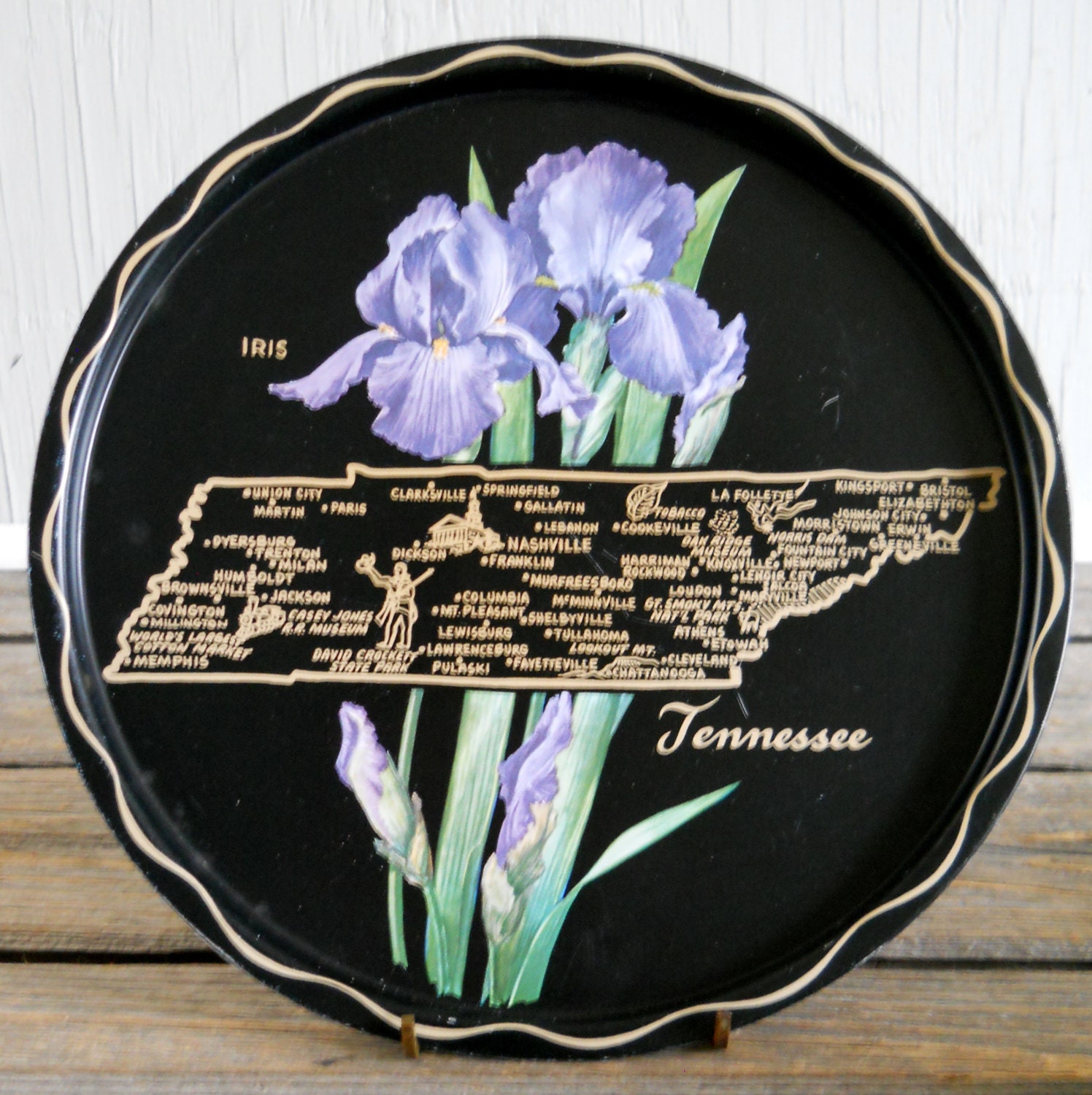 Serving Tray Vintage Tennessee Souvenir Metal Serving Tray
