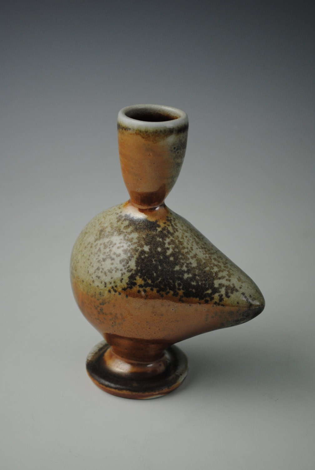 Wood-fired Altered Ceramic Vase, 6 inches tall