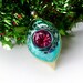 Vintage Christmas Ornament 1970's Double Indent Turquoise Blue, Gold & Pink - Originally 6.00 Now 5.00