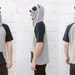 Panda Hoddie w/ Short Sleeves (Unisex Adult Size, Black/Magenta)