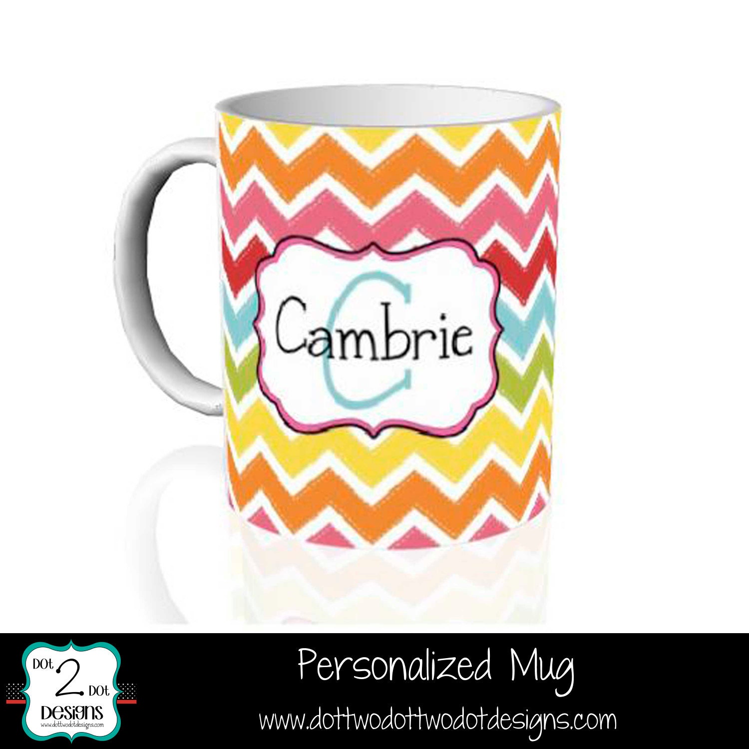 Personalized Ceramic Mug / Multicolor Chevron / Coffee Mug / Gift / Neighbor Gift / Co-worker Gift / Friend Gift